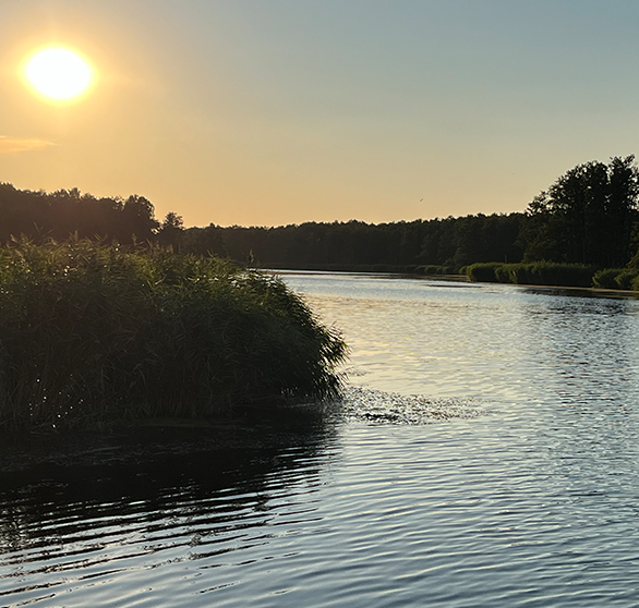 Peeneblick Fluss bei Sonnenuntergang